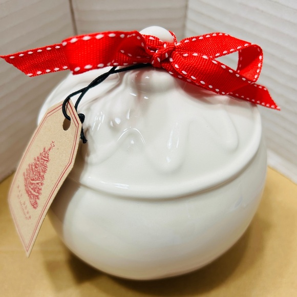 Rae Dunn ornament for Christmas. White with black CHEER letters. Red ribbon. NEW - Picture 3 of 4